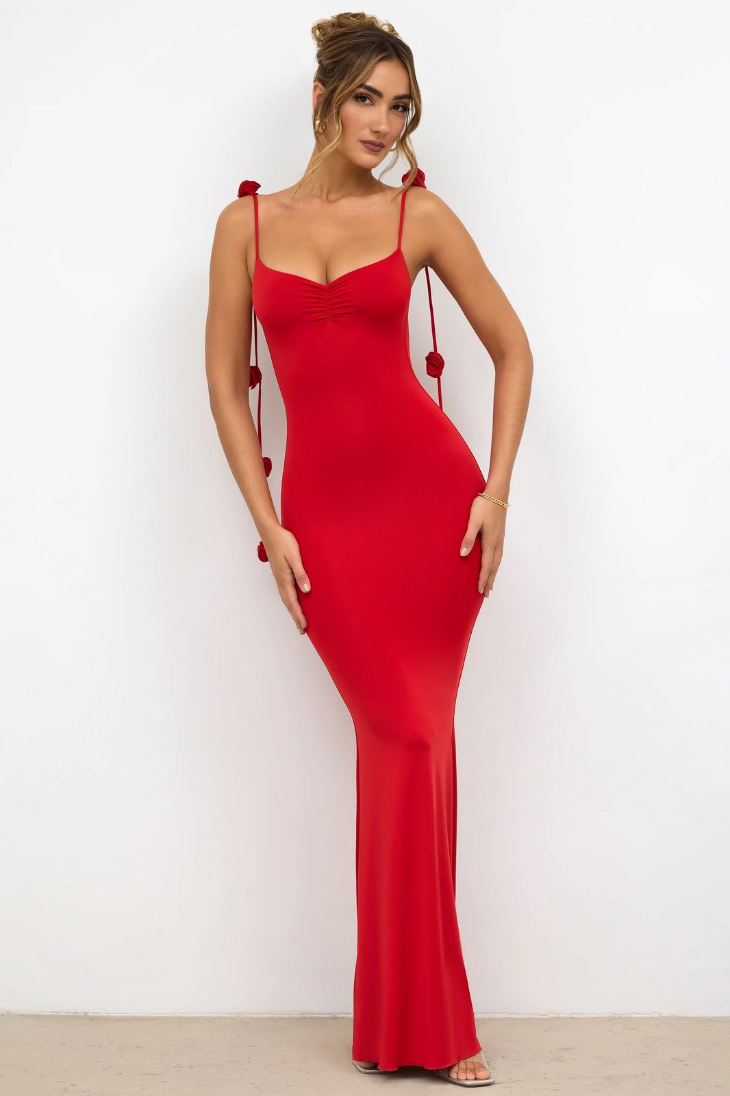 Penelope Red Dress Flores