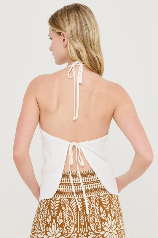 Halter top botones delanteros- Blanco