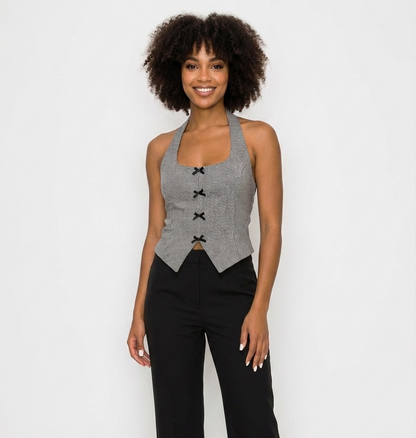 TOP de cuadros con lazos - Gris