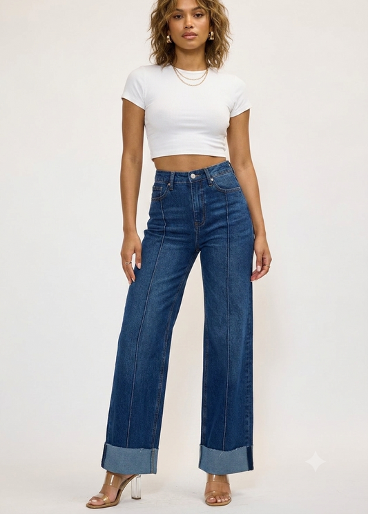 Wide leg jean - dark blue