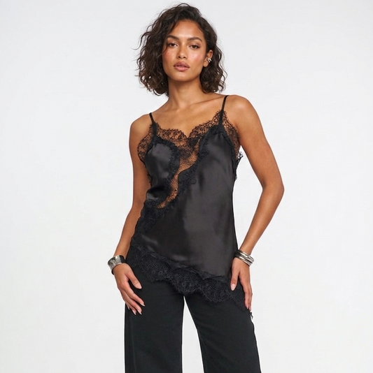 Top encaje asimétrica - negra