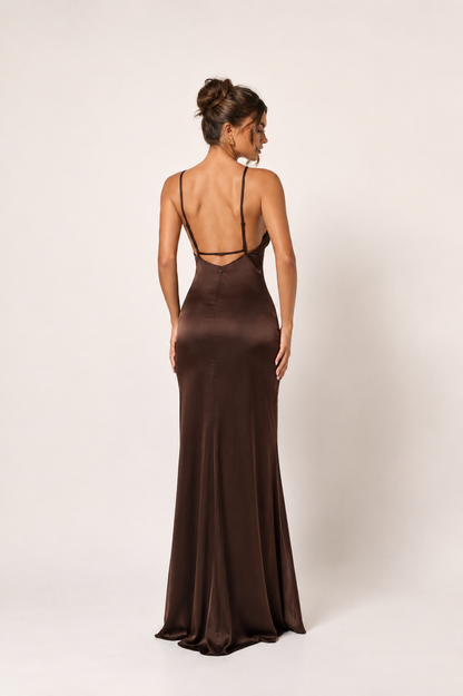 Nicole Dress - Marrón chocolate